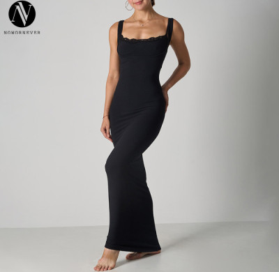 2025 Summer Lace Bralette Elegant Maxi Dress - Women's Bodycon Cami Dress, OEM & ODM Available, Wholesale Solutions for Activewear & Fashion Clothing, Item No.SK1243