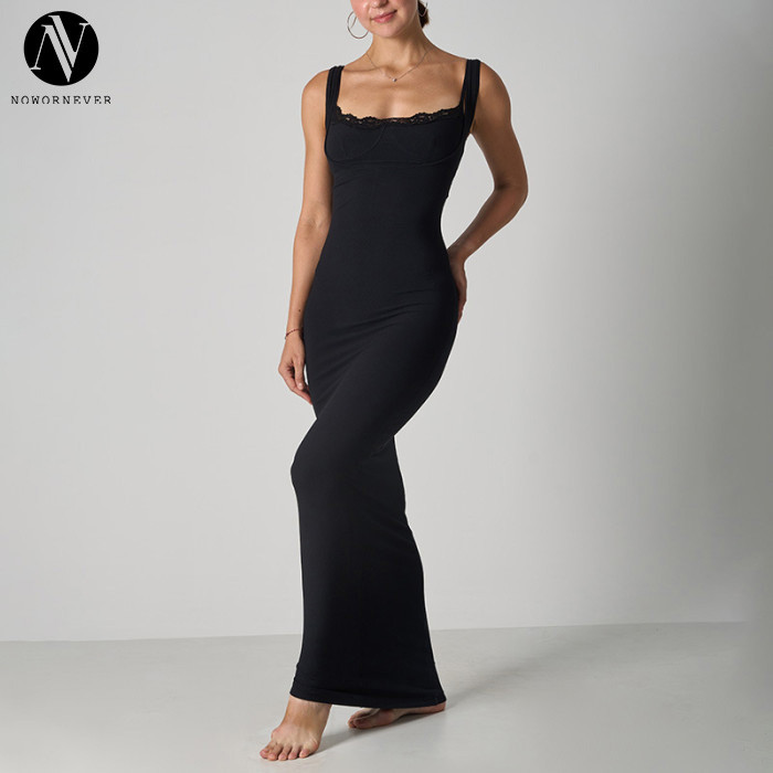 2025 Summer Lace Bralette Elegant Maxi Dress - Women's Bodycon Cami Dress, OEM & ODM Available, Wholesale Solutions for Activewear & Fashion Clothing, Item No.SK1243