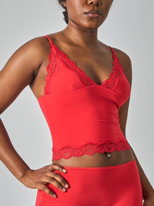 SK1268 Women's Sexy Lace Deep V Cami Top Wirefree Bralette Casual Inner Wear