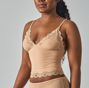 SK1268 Women's Sexy Lace Deep V Cami Top Wirefree Bralette Casual Inner Wear