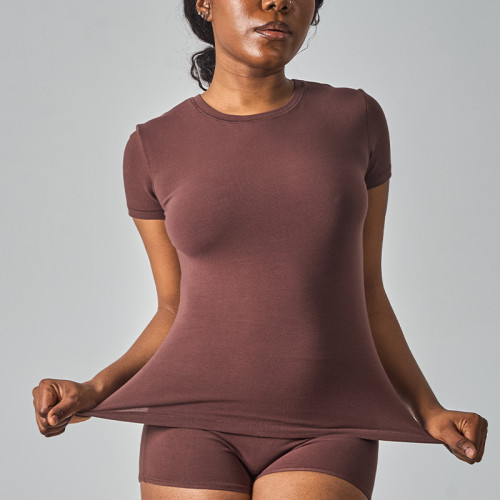 SK1219 Women's Crew Neck Short Sleeve T-Shirt Gym Workout Top - OEM & ODM Manufacturer for Activewear, Wholesale & Sourcing Agents Welcome | Perfect for Fitness, Running, and Sports Activities