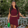OEM & ODM Wholesale - 2026 Summer New Arrival European & American Women's Fashion Diagonal Collar Tie Up Top & Slim Ruched Skirt Set - Item No. S5418865A - Perfect for Activewear & Fashion Clothing