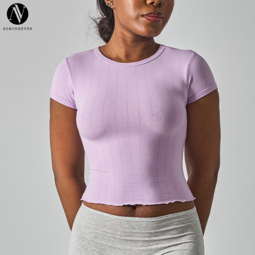 SK1334 Women's Cotton Drop Needle Pointelle Tee - Y2K Streetwear Short Sleeve Top | OEM, ODM, Wholesale Activewear & Fashion Clothing Manufacturer for Global Brands