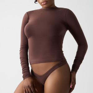 OEM & ODM Women's Half High Neck Long Sleeve Yoga Top - SK1261 Slim Fit Workout Shirt for Pilates, Wholesale Activewear & Fitness Apparel Manufacturing