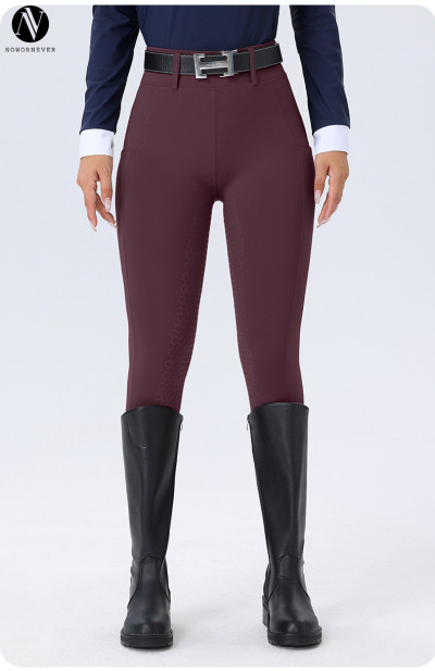 High Waist Women's Equestrian Pants with Full Seat Silicone - Non-Slip, Wear-Resistant Breeches | OEM, ODM, and Contract Manufacturing Available | Slim Fit with Pockets for Activewear and Sportswear Wholesale