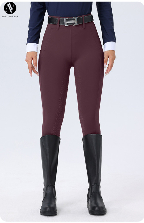 High Waist Women's Equestrian Pants with Full Seat Silicone - Non-Slip, Wear-Resistant Breeches | OEM, ODM, and Contract Manufacturing Available | Slim Fit with Pockets for Activewear and Sportswear Wholesale