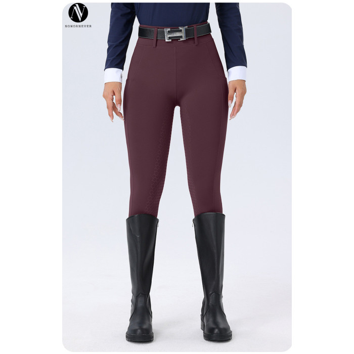 High Waist Women's Equestrian Pants with Full Seat Silicone - Non-Slip, Wear-Resistant Breeches | OEM, ODM, and Contract Manufacturing Available | Slim Fit with Pockets for Activewear and Sportswear Wholesale