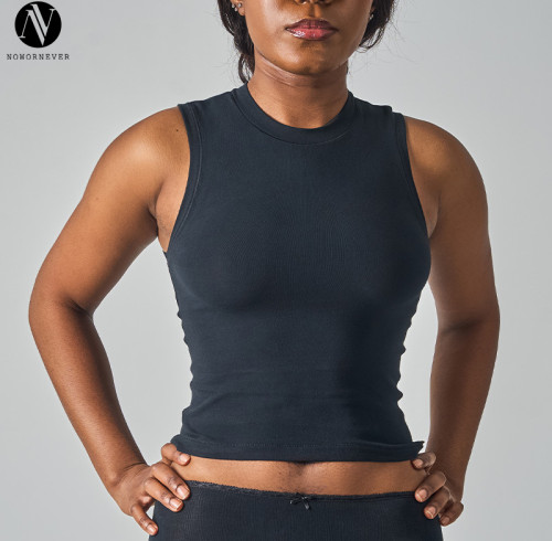 SK1314 Women's Sleeveless Polo Neck Crop Top - Casual Streetwear Tank Top for OEM & ODM Manufacturing | Wholesale Activewear Solutions & Sourcing Agents