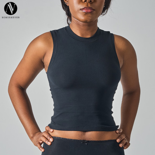 SK1314 Women's Sleeveless Polo Neck Crop Top - Casual Streetwear Tank Top for OEM & ODM Manufacturing | Wholesale Activewear Solutions & Sourcing Agents