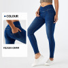 FD2504-CRMM Women's High Waist Cross Waist Whisker Yoga Jeans - OEM, ODM Manufacturer for Activewear & Sportswear | Wholesale Fitness Pants & Sourcing Agents