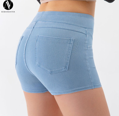 FSLS2148-S Women's High Waist Yoga Denim Shorts - OEM & ODM Available for Fitness, Workout, and Activewear | Butt Lifting Design | Perfect for Sourcing Agents & Wholesalers | 3 Inch Comfortable Style for Every Workout