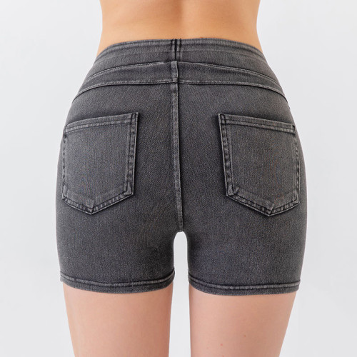 FSLS2148-S Women's High Waist Yoga Denim Shorts - OEM & ODM Available for Fitness, Workout, and Activewear | Butt Lifting Design | Perfect for Sourcing Agents & Wholesalers | 3 Inch Comfortable Style for Every Workout