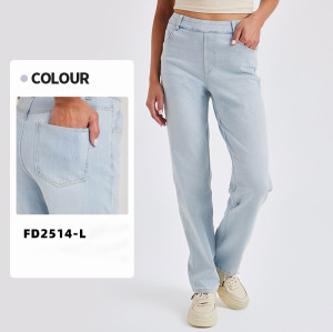 FD2514-MM Women's High Waist Whisker Yoga Jeans - OEM & ODM Available, Butt Lifting Stretch Skinny Fitness Pants with Pockets for Wholesale & Sourcing Agents