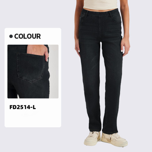 FD2514-MM Women's High Waist Whisker Yoga Jeans - OEM & ODM Available, Butt Lifting Stretch Skinny Fitness Pants with Pockets for Wholesale & Sourcing Agents