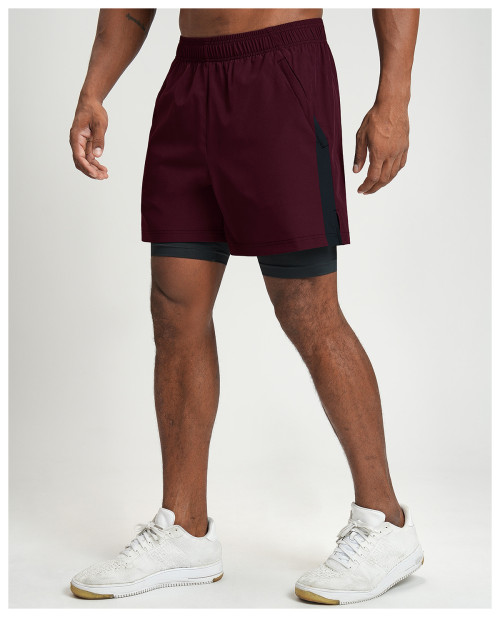 Cross-Border Men's Quick-Dry Breathable Color-Block Sports Shorts with Liner for Hiking Commuting | OEM & ODM Services Available1205-2