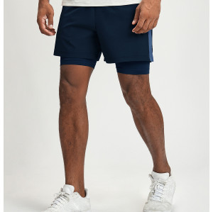 Cross-Border Men's Quick-Dry Breathable Color-Block Sports Shorts with Liner for Hiking Commuting | OEM & ODM Services Available