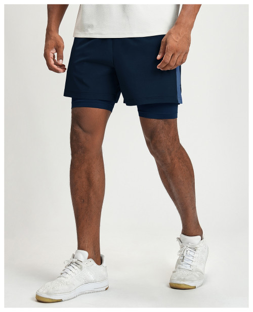 Cross-Border Men's Quick-Dry Breathable Color-Block Sports Shorts with Liner for Hiking Commuting | OEM & ODM Services Available1205-2