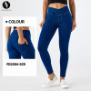 FD2504-2CR Women's Cross Waist Skinny Jeans High Waist Stretch Butt Lifting Fitness Pants with Pockets