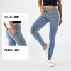 FD2504-2CR Women's Cross Waist Skinny Jeans High Waist Stretch Butt Lifting Fitness Pants with Pockets