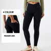 FD2504-2CR Women's Cross Waist Skinny Jeans High Waist Stretch Butt Lifting Fitness Pants with Pockets