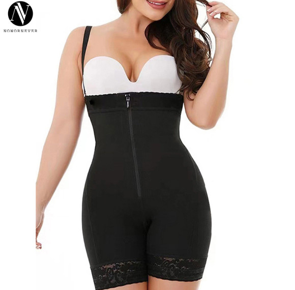 OEM & ODM High Waist Zipper Body Shaper Tummy Control Butt Lifter Bodysuit with Adjustable Straps - Wholesale Activewear for Fitness Brands & Sourcing Agents