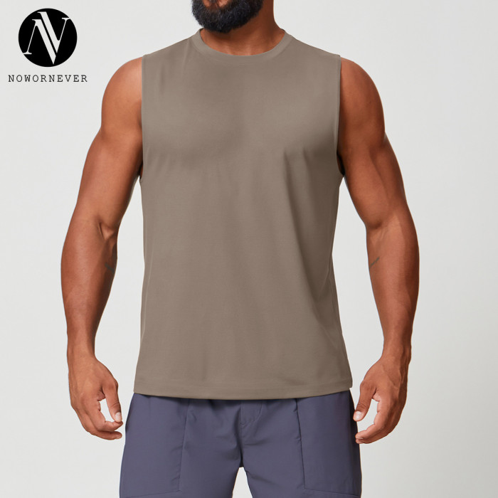 European & American Men's Sleeveless Tank Top - OEM & ODM Yoga Fitness Wear, Breathable Sweat-Wicking Casual Sportswear, Solid Color Running Top 1166 | Bulk Orders & Sourcing Agents Welcome