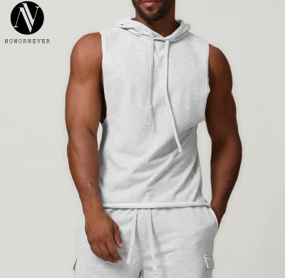 Custom OEM & ODM Men's Casual Hooded Solid Color Vest - European & American Sports Leisure Fitness Sleeveless Hoodie 1014 Available for Wholesale & Sourcing Agents