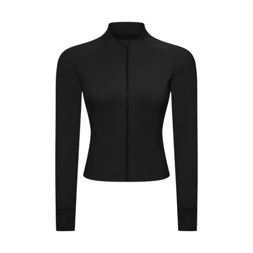 OEM & ODM Women's Zip-Up Yoga Jacket | Slim Fit Cropped Athletic Track Jacket with Pockets for Wholesale & Sourcing Agents - DS211