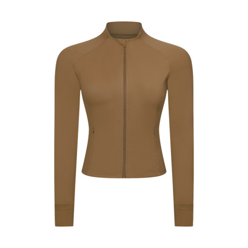 OEM & ODM Women's Zip-Up Yoga Jacket | Slim Fit Cropped Athletic Track Jacket with Pockets for Wholesale & Sourcing Agents - DS211