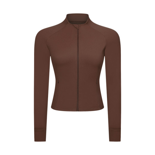 OEM & ODM Women's Zip-Up Yoga Jacket | Slim Fit Cropped Athletic Track Jacket with Pockets for Wholesale & Sourcing Agents - DS211