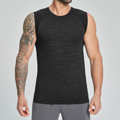 Activewear OEM & ODM Men's Cationic Seamless Quick-Dry Fitness Vest - Breathable, Skin-Friendly Design for Cross-Border Wholesale and Custom Solutions1196