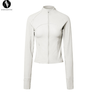DAW006 Ribbed High-Stretch Yoga Jacket - Slim Fit Zip-Up Cropped Athletic Top | OEM, ODM, Wholesale Activewear for Brands | Perfect for Gym & Fitness Enthusiasts