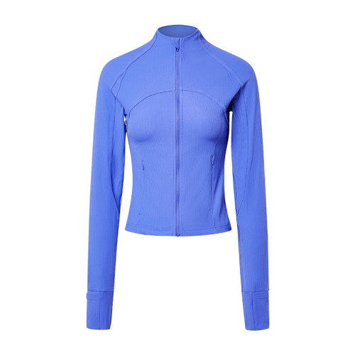 DAW006 Ribbed High-Stretch Yoga Jacket - Slim Fit Zip-Up Cropped Athletic Top | OEM, ODM, Wholesale Activewear for Brands | Perfect for Gym & Fitness Enthusiasts