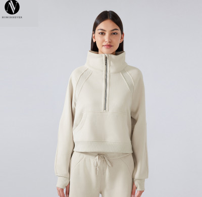 DAW150 Women's Half-Zip High-Neck Fleece Pullover Thermal Sports Sweatshirt - OEM & ODM Activewear Manufacturer Specializing in Wholesale, Sourcing Agents for Customized Sportswear & Gym Fitness Wear.