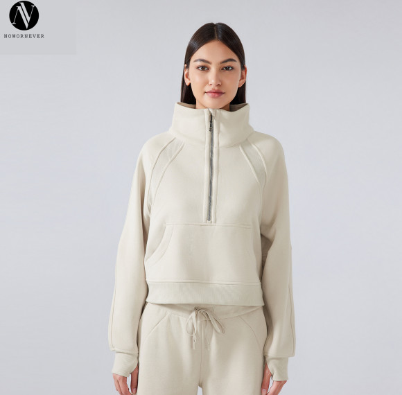 DAW150 Women's Half-Zip High-Neck Fleece Pullover Thermal Sports Sweatshirt - OEM & ODM Activewear Manufacturer Specializing in Wholesale, Sourcing Agents for Customized Sportswear & Gym Fitness Wear.