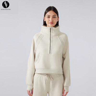 DAW150 Women's Half-Zip High-Neck Fleece Pullover Thermal Sports Sweatshirt - OEM & ODM Activewear Manufacturer Specializing in Wholesale, Sourcing Agents for Customized Sportswear & Gym Fitness Wear.