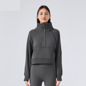 DAW150 Women's Half-Zip High-Neck Fleece Pullover Thermal Sports Sweatshirt - OEM & ODM Activewear Manufacturer Specializing in Wholesale, Sourcing Agents for Customized Sportswear & Gym Fitness Wear.