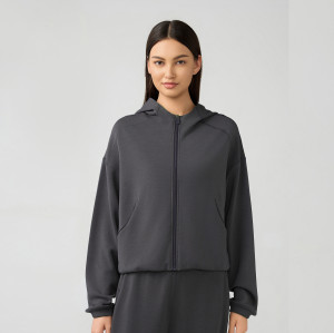 DAW166 Women's Zip-Up Hoodie - Loose Fit Casual Fitness Running Jacket for OEM & ODM Manufacture, Wholesale, and Sourcing Agents | Activewear and Fashion Clothing