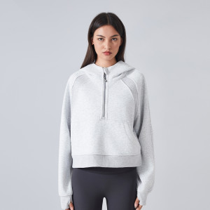 DAW139 Women's Fleece Lined Half-Zip Hoodie - Loose Fit Activewear Top for Yoga & Fitness | OEM, ODM, Wholesale, Sourcing Agents