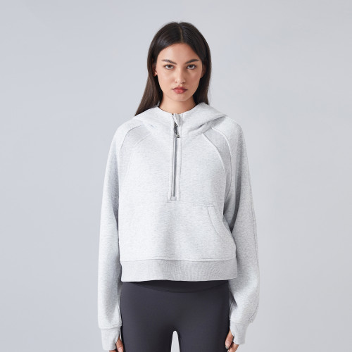 DAW139 Women's Fleece Lined Half-Zip Hoodie - Loose Fit Activewear Top for Yoga & Fitness | OEM, ODM, Wholesale, Sourcing Agents