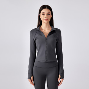 DAW195 Women's Fleece Lined Zip-Up Yoga Jacket - Slim Fit Athletic Running Top | OEM & ODM Manufacturer for Activewear, Wholesale Sourcing Agents