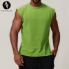 Cross-Border European & American Men's Cotton Sports Casual Sleeveless T-Shirt Solid Color Running Fitness Basketball Tennis Top 1027