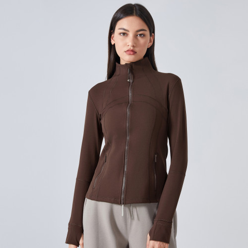 DAW178 Women's Light Fleece Lined Yoga Jacket - Slim Fit Thermal Running Top | OEM & ODM Activewear Manufacturer for Wholesale & Sourcing Agents