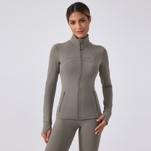 OEM & ODM Women's Slim Fit Zip-Up Yoga Jacket - Stand Collar Athletic Running Top for Wholesale & Sourcing Agents | Perfect Activewear for Fitness & Gym
