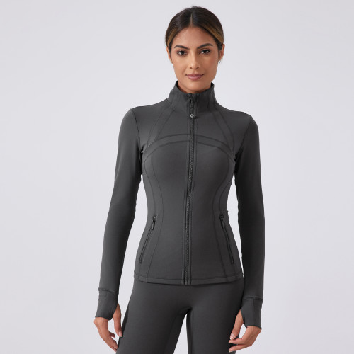 OEM & ODM Women's Slim Fit Zip-Up Yoga Jacket - Stand Collar Athletic Running Top for Wholesale & Sourcing Agents | Perfect Activewear for Fitness & Gym