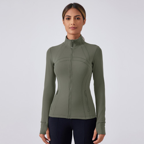 OEM & ODM Women's Slim Fit Zip-Up Yoga Jacket - Stand Collar Athletic Running Top for Wholesale & Sourcing Agents | Perfect Activewear for Fitness & Gym