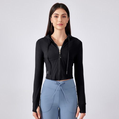 DAW184 Women's Slim Fit Cropped Zip-Up Hooded Yoga Jacket - Athletic Top | Your Trusted Partner for OEM and ODM in Activewear & Sportswear