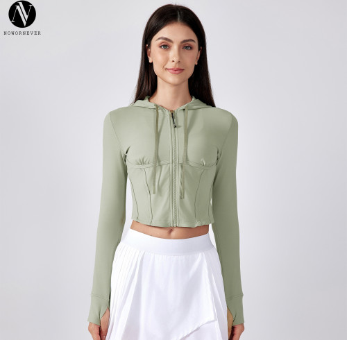 DAW184 Women's Slim Fit Cropped Zip-Up Hooded Yoga Jacket - Athletic Top | Your Trusted Partner for OEM and ODM in Activewear & Sportswear