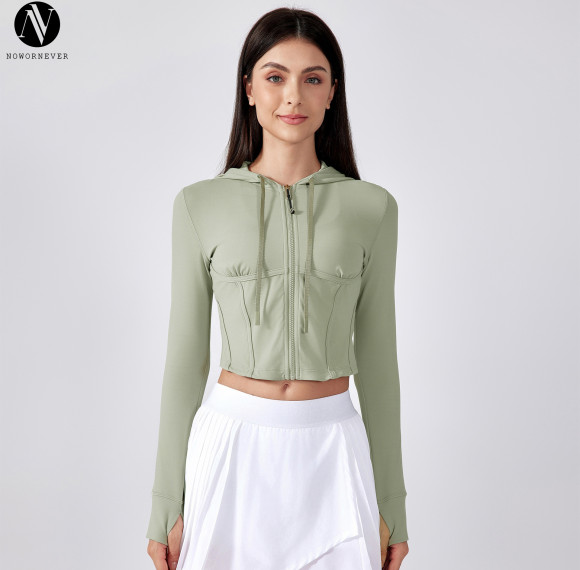 DAW184 Women's Slim Fit Cropped Zip-Up Hooded Yoga Jacket - Athletic Top | Your Trusted Partner for OEM and ODM in Activewear & Sportswear