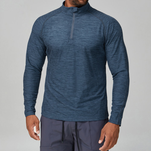 Men's Slim-Fit Long Sleeve Quick-Dry Fitness Wear | Two-Tone Basketball Training T-Shirt by OEM & ODM for Brands, Wholesalers, and Sourcing Agents 1173-1